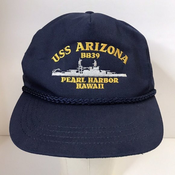 Vintage Made in USA USS Arizona Pearl Harbor Hawaii Snapback Hat - Picture 1 of 10